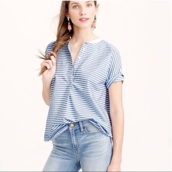 𝅺j. Crew Sz Xs Striped Popover Tunic Shirt - Picture 1 of 6